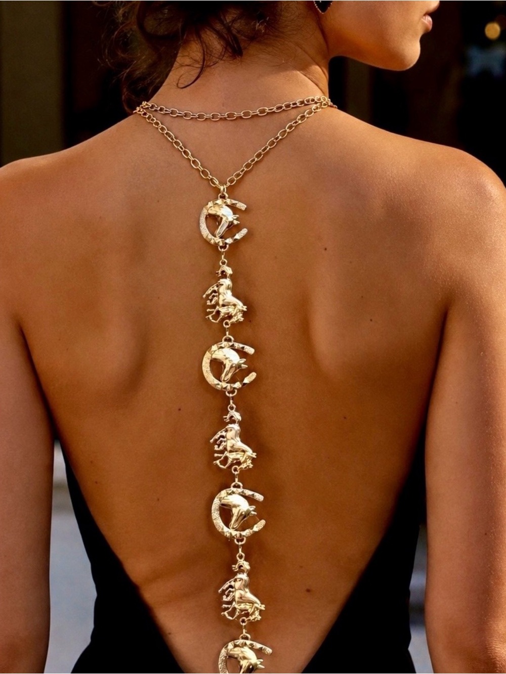 Gold Back-Chain Necklace for Women - Dramatic Back Jewelry